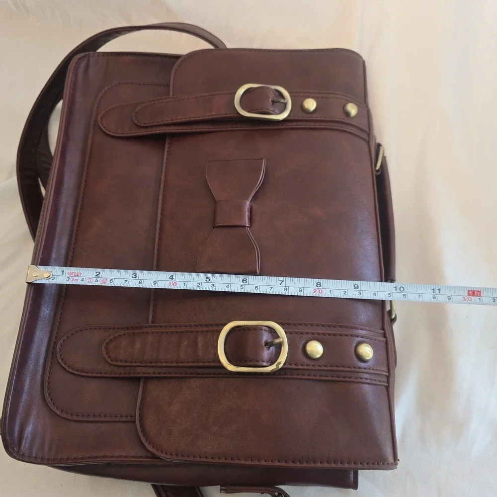 Ecosusi Women Faux-Leather Messenger Shoulder Satchel Weekender Bag Bow Accent